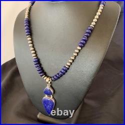 Lapis Lazuli Pendant Navajo Pearls Sterling Silver Necklace 11365 Lapis Lazuli Pendant Navajo Pearls Sterling Silver Necklace 11365