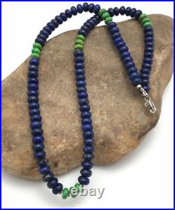 Lapis & Turquoise Beads Navajo Sterling Silver Necklace 03269