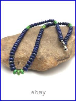 Lapis & Turquoise Beads Navajo Sterling Silver Necklace 03269