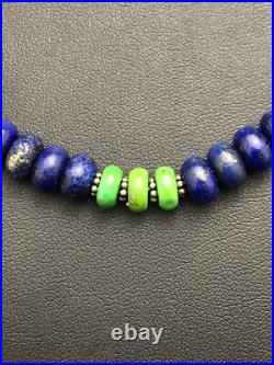 Lapis & Turquoise Beads Navajo Sterling Silver Necklace 03269
