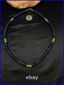 Lapis & Turquoise Beads Navajo Sterling Silver Necklace 03269