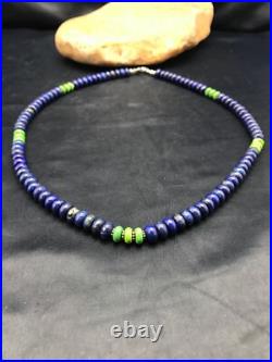 Lapis & Turquoise Beads Navajo Sterling Silver Necklace 03269