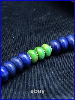 Lapis & Turquoise Beads Navajo Sterling Silver Necklace 03269