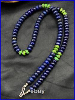 Lapis & Turquoise Beads Navajo Sterling Silver Necklace 03269