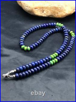 Lapis & Turquoise Beads Navajo Sterling Silver Necklace 03269
