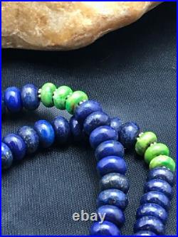 Lapis & Turquoise Beads Navajo Sterling Silver Necklace 03269