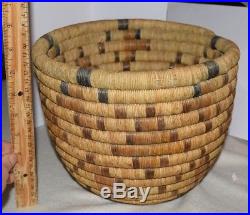 Large Old Vintage Hopi Indian Coil Basket Vegetal Dyes Native American Basketry