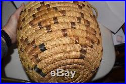 Large Old Vintage Hopi Indian Coil Basket Vegetal Dyes Native American Basketry