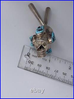 Large Vintage Native American Sterling Silver Turquoise Pendant 4.5