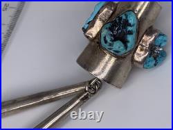 Large Vintage Native American Sterling Silver Turquoise Pendant 4.5