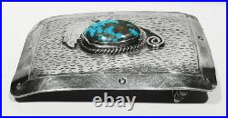 Large Vintage Navajo HANDMADE 93g 925 Silver Stormy Mountain Turquoise Belt