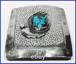 Large Vintage Navajo HANDMADE 93g 925 Silver Stormy Mountain Turquoise Belt