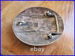 Large Vintage Navajo Silver Belt Buckle Turquoise Jefferson Brown