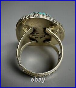Large Vintage Navajo Sterling Silver Spiderweb Turquoise Ring Beautiful Stone