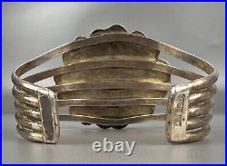 Large Vintage Navajo Sterling Silver Turquoise Cluster Cuff Bracelet