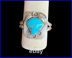 Large Vintage Sterling Signed Native American Turquoise Cuff