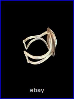 Large Vintage Sterling Signed Native American Turquoise Cuff