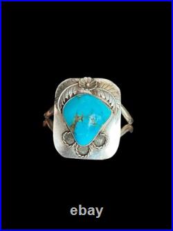 Large Vintage Sterling Signed Native American Turquoise Cuff