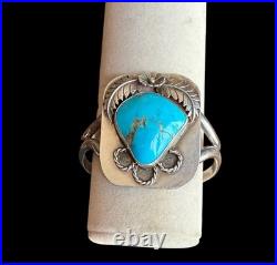 Large Vintage Sterling Signed Native American Turquoise Cuff