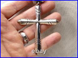 Large vintage Native American sterling silver necklace and cross pendant
