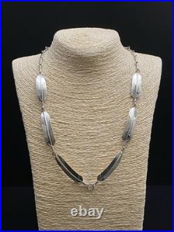 Lena Platero Navajo Vintage Native American Sterling Silver 925 Feather Necklace