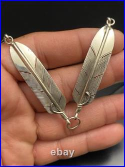 Lena Platero Navajo Vintage Native American Sterling Silver 925 Feather Necklace