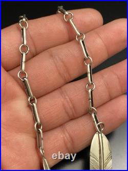 Lena Platero Navajo Vintage Native American Sterling Silver 925 Feather Necklace