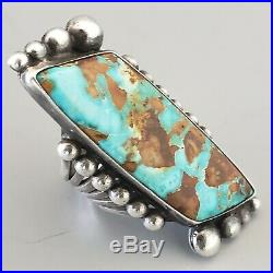 Long High Quality VINTAGE Navajo Turquoise Silver Ring Sz 6 1/4