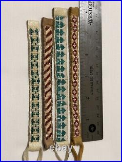 Lot of 4 Native American Glass Bead Bracelets Leather handmade vintage STORMIE