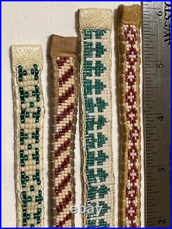 Lot of 4 Native American Glass Bead Bracelets Leather handmade vintage STORMIE