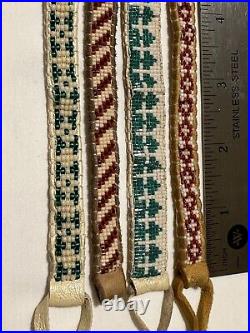 Lot of 4 Native American Glass Bead Bracelets Leather handmade vintage STORMIE