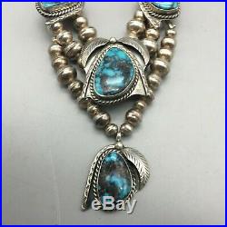 Lovely! A Vintage Turquoise Cabochon and Silver Bead Necklace