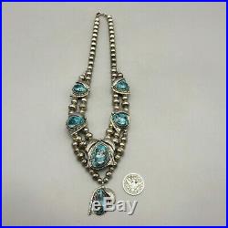 Lovely! A Vintage Turquoise Cabochon and Silver Bead Necklace