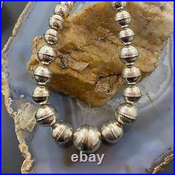 Mabel Grey Vintage Native Sterling Silver 7-14mm Navajo Pearl Beads Necklace 22