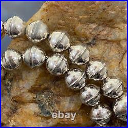 Mabel Grey Vintage Native Sterling Silver 7-14mm Navajo Pearl Beads Necklace 22