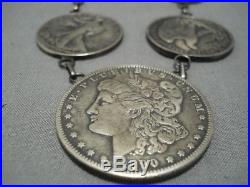 Magnificent Vintage Navajo Sterling Silver Squash Blossom Necklace Old