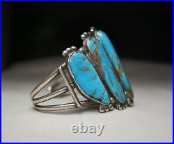 Massive Vintage Native American Navajo Turquoise Sterling Silver Cuff Bracelet