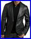 Men Black Genuine Leather Blazer Lambskin Leather Business Wear Two Button Coat
