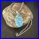 Men Women Navajo Sterling Silver Blue Spiderweb Turquoise Necklace Pendant 17027