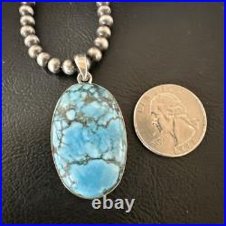 Men Women Navajo Sterling Silver Blue Spiderweb Turquoise Necklace Pendant 17027