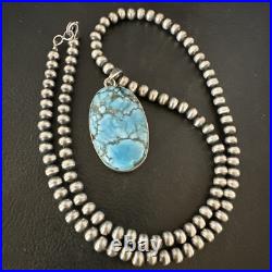 Men Women Navajo Sterling Silver Blue Spiderweb Turquoise Necklace Pendant 17027