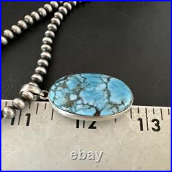 Men Women Navajo Sterling Silver Blue Spiderweb Turquoise Necklace Pendant 17027