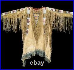 Men's Handmade Native American Indian Leather Jacket Fringes beads