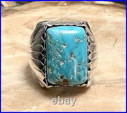 Men's Vintage Native American Setting Old Stock AZ Turquoise 925 Ring Sz 11.75