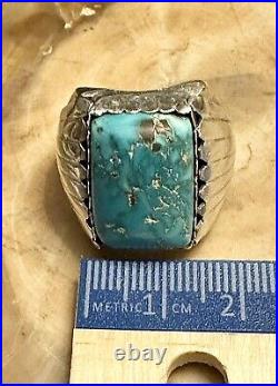 Men's Vintage Native American Setting Old Stock AZ Turquoise 925 Ring Sz 11.75