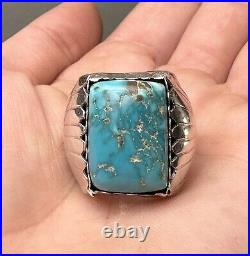 Men's Vintage Native American Setting Old Stock AZ Turquoise 925 Ring Sz 11.75