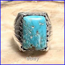 Men's Vintage Native American Setting Old Stock AZ Turquoise 925 Ring Sz 11.75