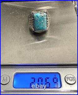 Men's Vintage Native American Setting Old Stock AZ Turquoise 925 Ring Sz 11.75