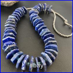 Mens Navajo Pearls Blue Lapis Turquoise Sterling Silver Necklace 20 13832