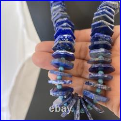 Mens Navajo Pearls Blue Lapis Turquoise Sterling Silver Necklace 20 13832